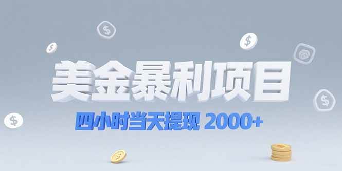 （15251期）美金暴利项目，四小时当天提现 2000+机会留给会选赛道的人-网创副业教程