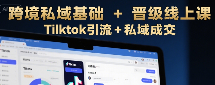 跨境私域基础+晋级线上课，Tilktok引流+私域成交-网创副业教程