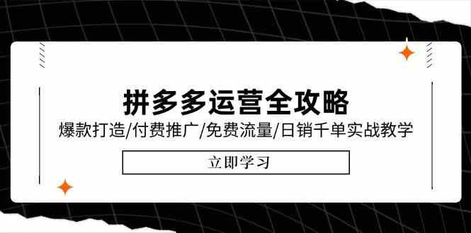 拼多多运营全攻略，爆款打造/付费推广/免费流量/日销千单实战教学/6月更新-网创副业教程