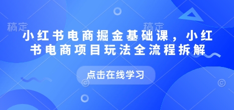 小红书电商掘金课，小红书电商项目玩法全流程拆解（更新7月）-网创副业教程