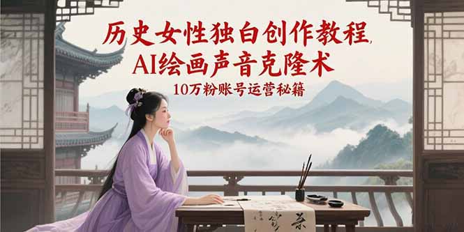（15186期）历史女性独白创作教程，AI绘画声音克隆术，10万粉账号运营秘籍-网创副业教程