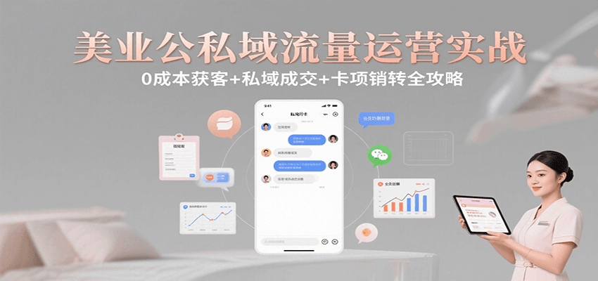美业公私域流量运营实战：0成本获客+私域成交+卡项销转全攻略-网创副业教程