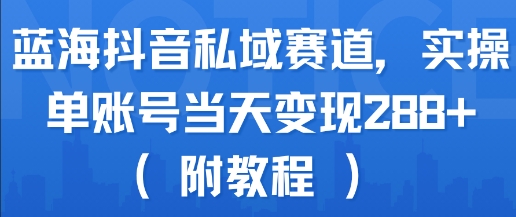 蓝海抖音私域赛道，实操单账号当天变现288+(附教程)-网创副业教程