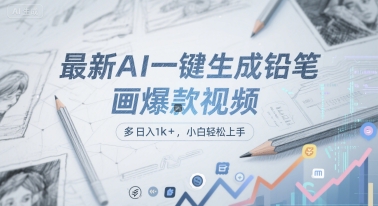 最新AI一键生成铅笔画爆款视频，多平台分发，日 入1k+，小白轻松上手【揭秘】-网创副业教程
