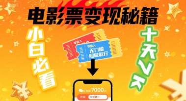 小白必看！卖电影票项目，零投入无门槛谁都能做，十天到手 7k，照做就行【揭秘】-网创副业教程