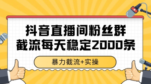 抖音直播间粉丝群暴力截流，一台电脑每天稳定2000条数据【揭秘】-网创副业教程