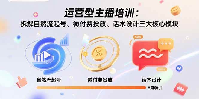 （15654期）运营型主播培训：拆解自然流起号、微付费投放、话术设计三大核心模块-8月-网创副业教程