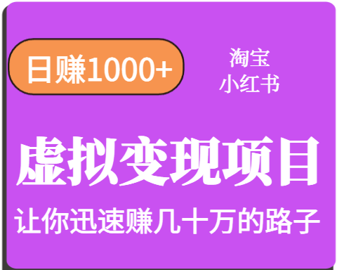淘宝OR小红书虚拟变现，日赚1000+，多账号操作年收入几十W不等-网创副业教程
