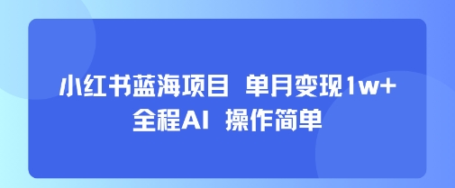 小红书蓝海项目 单月变现1w+ 全程AI 操作简单-网创副业教程