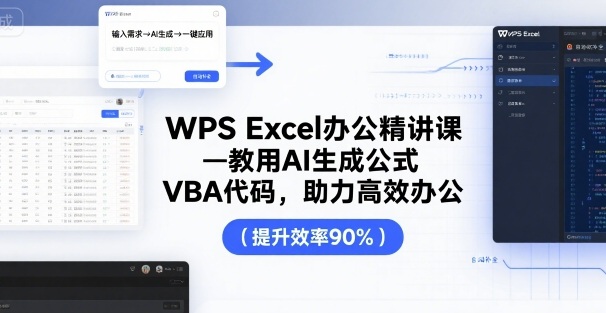 WPS Excel办公精讲课，教用 AI 生成公式，VBA 代码，助力高效办公-网创副业教程