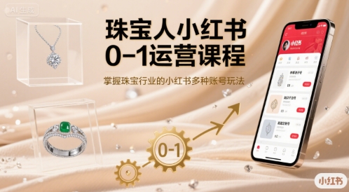珠宝人小红书0-1运营课程，掌握珠宝行业的小红书多种账号玩法-网创副业教程
