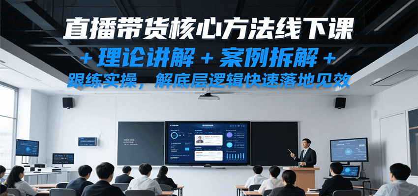直播带货核心方法线下课，理论讲解+案例拆解+跟练实操，解底层逻辑快速落地见效-网创副业教程