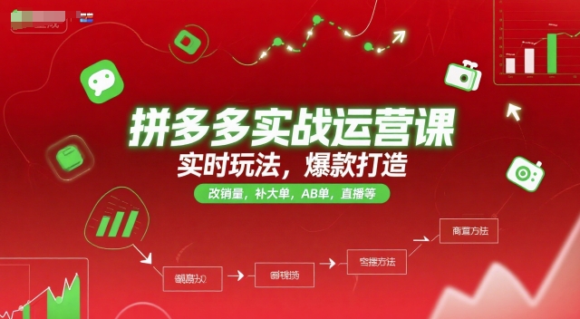 拼多多实战运营课，实时玩法，爆款打造，改销量，补大单，AB单，直播等（更新2025月）-网创副业教程