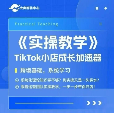 大卖家孵化中心TikTok实操课，TikTok小店成长加速器，跨境基础系统学习，一步一步带你开店-网创副业教程
