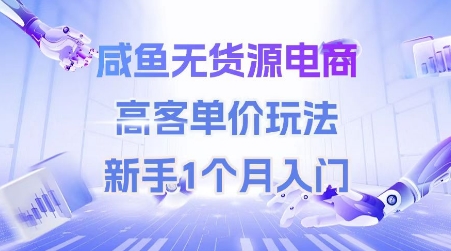 咸鱼无货源电商，高客单价玩法，新手1个月入门-网创副业教程