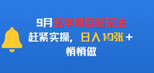 9月玄学项目新玩法，赶紧实操，日入多张，悄悄做-网创副业教程