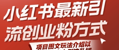 小红书最新引流创业粉方式，项目图文玩法介绍以及如何安全倒流私域-网创副业教程