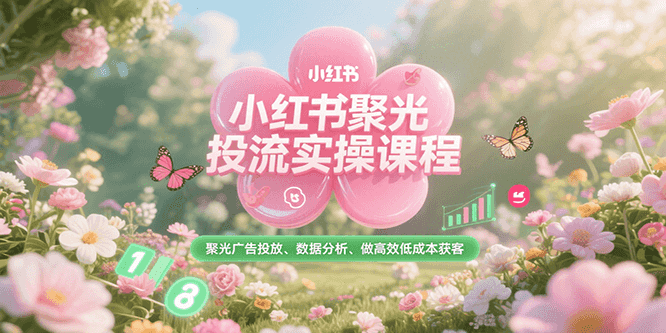 小红书聚光投流实操课程，聚光广告投放、数据分析、做高效低成本获客-网创副业教程
