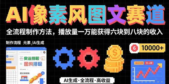 （15572期）AI像素风图文赛道：全流程制作方法，播放量一万能获得6块到8块的收入-网创副业教程