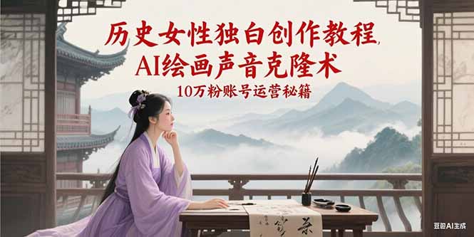 历史女性独白创作教程，AI绘画声音克隆术，10万粉账号运营秘籍-网创副业教程