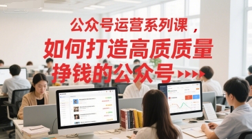 公众号运营系列课，如何打造高质量挣钱的公众号-网创副业教程