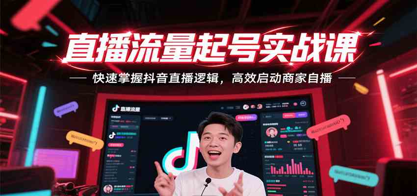 直播流量起号实战课，快速掌握抖音直播逻辑，高效启动商家自播-网创副业教程