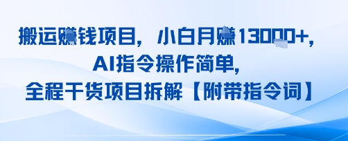 搬运挣钱项目，AI指令操作简单，小白月入1W+，全程干货项目拆解-网创副业教程