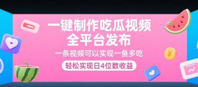 一键制作吃瓜视频，全平台发布，一条视频可以实现一鱼多吃，轻松实现日4位数收益【揭秘】-网创副业教程