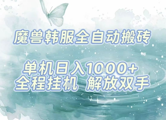 最新韩服游戏搬砖，单机日入1k+，全自动运行挂G项目，解放双手【揭秘】-网创副业教程