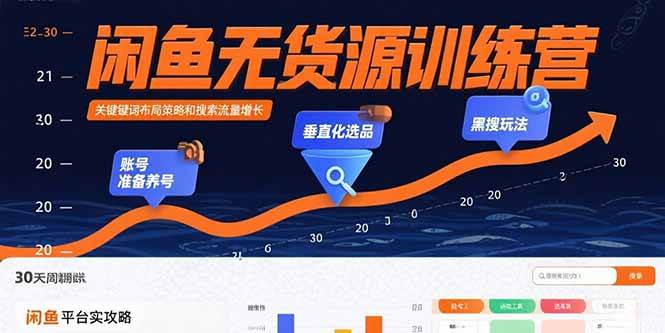 （15698期）闲鱼无货源训练营：账号准备养号/垂直化选品/黑搜玩法，0基础30天盈利指南-网创副业教程