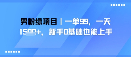男粉绿项目，一单99，新手0基础也能上手，刚需稳定-网创副业教程