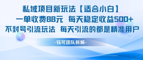 私域项目新玩法【适合小白】 一单收费88.每天稳定收益几张-网创副业教程