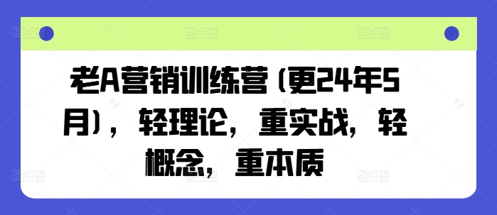 老A营销训练营(更25年7月)，轻理论，重实战，轻概念，重本质-网创副业教程