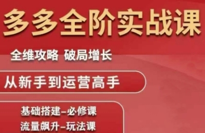 拼多多全阶实战课程，全维攻略，破局增长，从新手到运营高手-网创副业教程