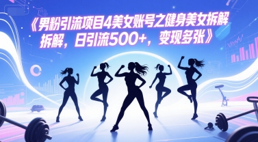 男粉引流项目4美女账号之健身美女拆解，日引流500+，变现多张-网创副业教程