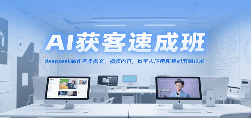 AI获客速成班，deepseek制作各类图文、视频内容，数字人应用和智能剪辑技术-网创副业教程