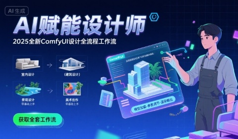 AI赋能设计师， 2025全新comfyui设计全流程工作流 ，室内-建筑-景观-美术，零基础直接上手-网创副业教程