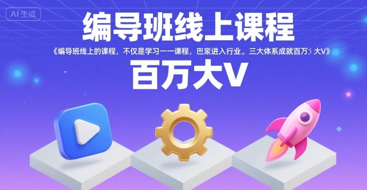 编导班线上课程，不仅是学习一门课程，更是进入一个行业，三大体系成就百万大V-网创副业教程