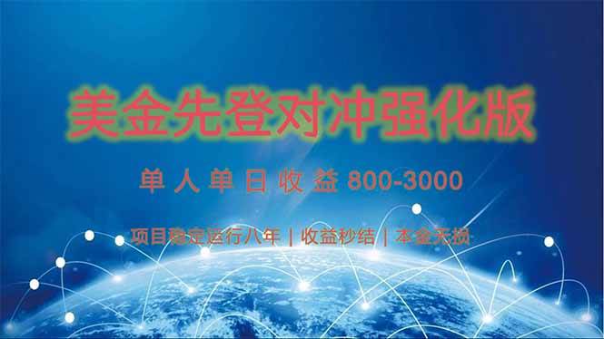 （15012期）美金先登计划对冲强化版，2025年黑马中最暴力收益日收益1k-4k（可放大…-网创副业教程