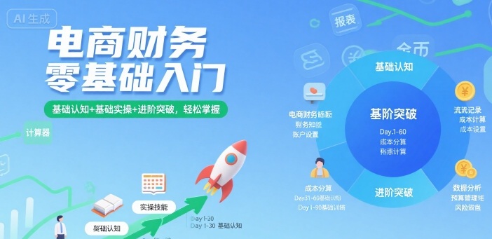 电商财务零基础入门，基础认知+基础实操+进阶突破，轻松掌握-网创副业教程