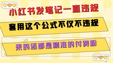 小红书发笔记一直违规，套用这个公式不仅不违规，来的还都是精准的付费粉-网创副业教程