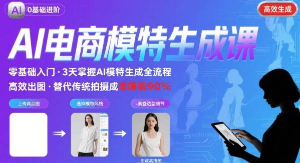 AI模特进阶课程，0基础高效生成逼真电商模特图-网创副业教程