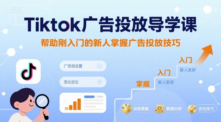 Tiktok广告投放导学课，帮助刚入门的新人掌握广告投放技巧-网创副业教程