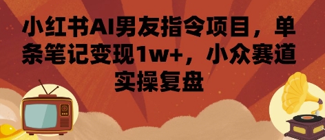 小红书AI男友指令项目，单条笔记变现1w+，小众赛道实操复盘-网创副业教程