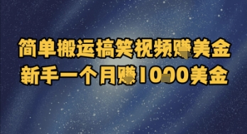 简单搬运搞笑视频挣美金，新手一个月入1k美金-网创副业教程