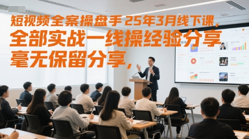 短视频全案操盘手25年3月线下课，全部实战一线操盘手经验分享，毫无保留分享，全是干货-网创副业教程
