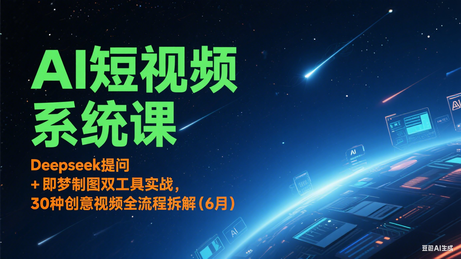 AI短视频系统课：Deepseek提问 + 即梦制图双工具实战，30种创意视频全流程拆解(6月)-网创副业教程