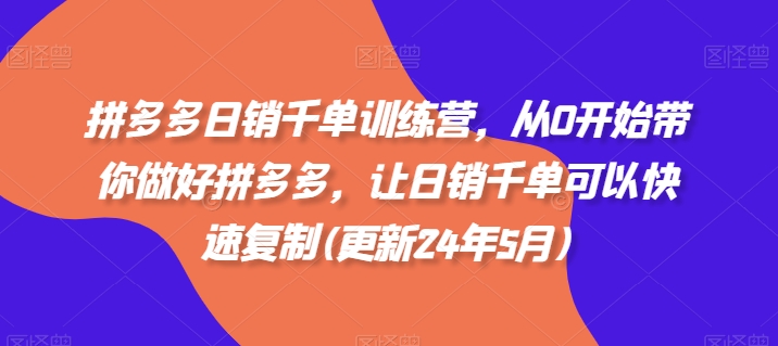 拼多多日销千单训练营，从0开始带你做好拼多多，让日销千单可以快速复制(更新25年6月)-网创副业教程