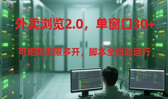 外卖浏览2.0，单窗口30+可矩阵无限多开，脚本全自动运行【揭秘】-网创副业教程