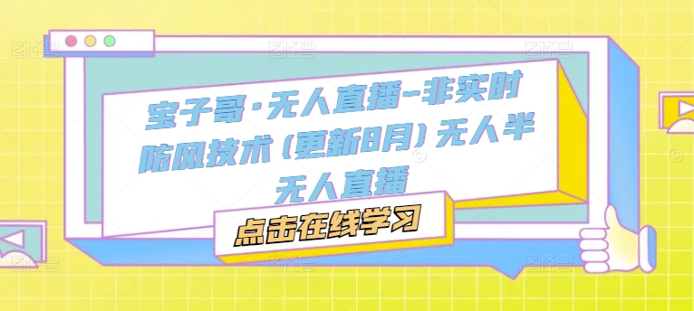 宝子哥·无人直播-非实时防风技术(更新25年6月)无人半无人直播-网创副业教程